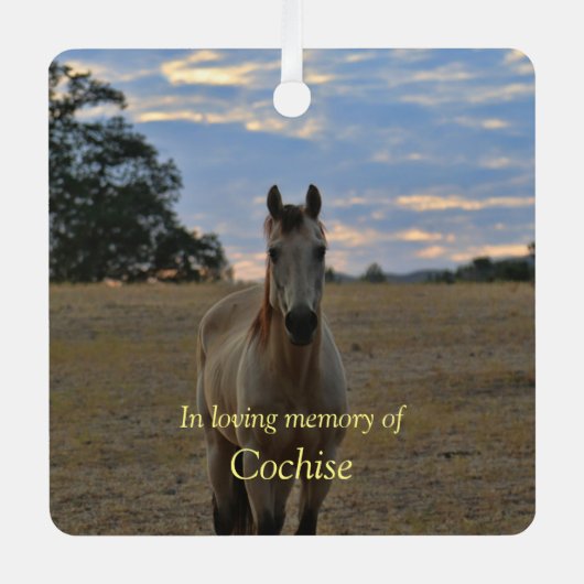 美しい馬悔やみや弔慰メモリアルカスタムフォトメット メタルオーナメント (正面)