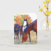 美しい馬誕生日カード カード (黄色い花)