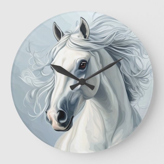  美しい馬＃1  ラージ壁時計 (正面)
