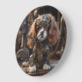 美しい騎士スパニエル犬ワン・ステームパンク ラージ壁時計 (傾斜)