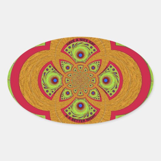 美しい驚くべきアフリカのマンダラパターンデザイン 楕円形シール (正面)