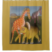 美しい驚くべきアフリカの野生動物サファリ色 シャワーカーテン (正面)