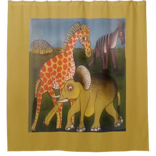 美しい驚くべきアフリカの野生動物サファリ色 シャワーカーテン (正面)