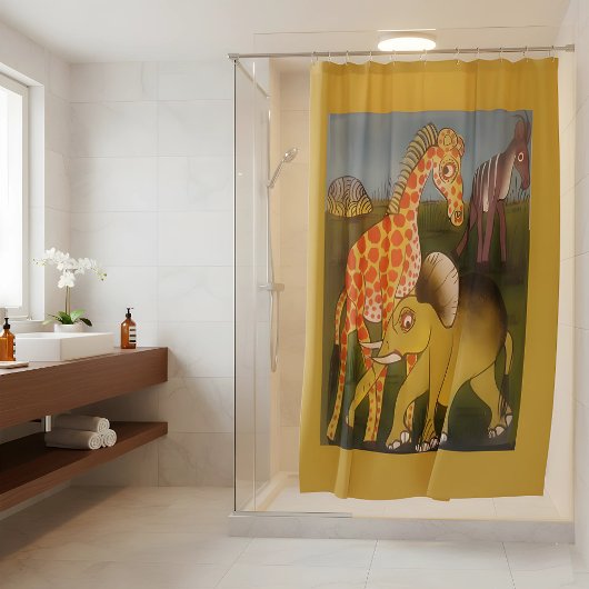 美しい驚くべきアフリカの野生動物サファリ色 シャワーカーテン