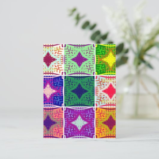 美しい驚くべきアフリカ市松模様にプリントパターン ポストカード (スタンド正面)