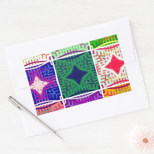 美しい驚くべきアフリカ市松模様にプリントパターン 長方形シール (封筒)