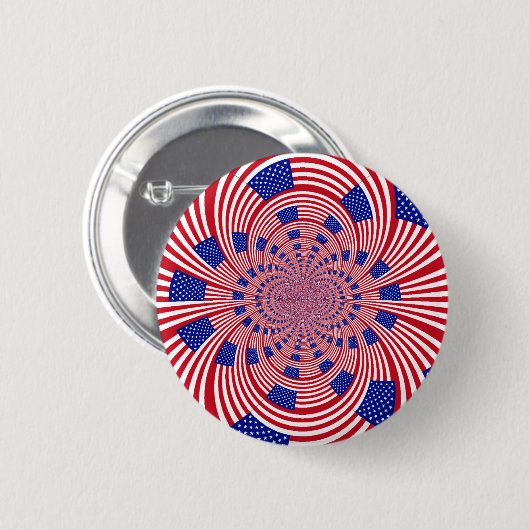 美しい驚くべきアメリカ合衆国国旗の万華鏡 缶バッジ (正面&裏面)