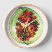 美しい驚くべきカラフルバラデザイン 壁時計 (正面)