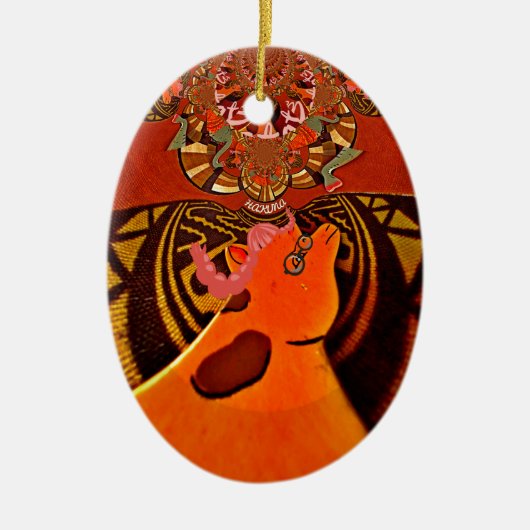 美しい驚くべきキリンはサファリ動物を愛する セラミックオーナメント (正面)