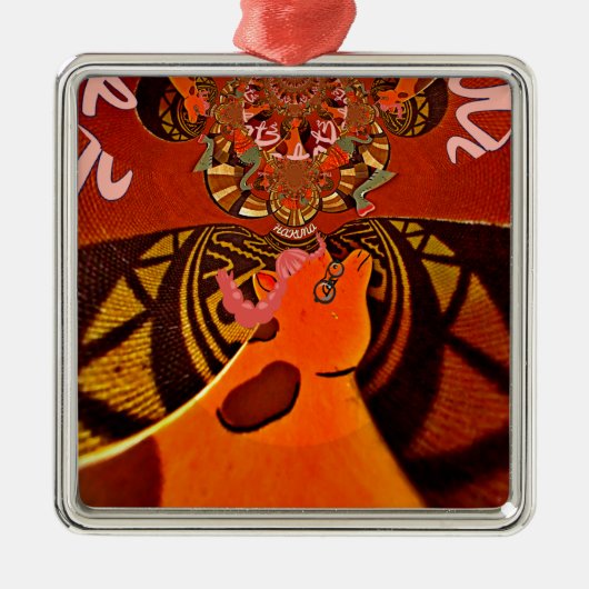 美しい驚くべきキリンはサファリ動物を愛する メタルオーナメント (正面)