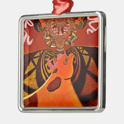 美しい驚くべきキリンはサファリ動物を愛する メタルオーナメント (左)