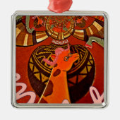 美しい驚くべきキリンはサファリ動物を愛する メタルオーナメント (正面)