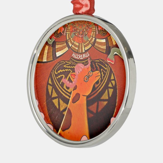 美しい驚くべきキリンはサファリ動物を愛する メタルオーナメント (左)