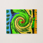 美しい驚くべき波状の夏の波のフローラ色 ジグソーパズル (横)