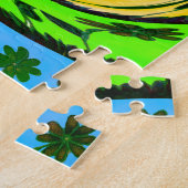 美しい驚くべき波状の夏の波のフローラ色 ジグソーパズル (側面)