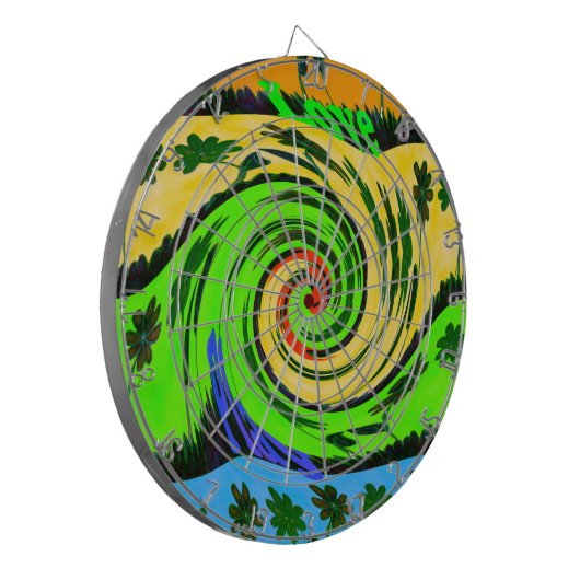 美しい驚くべき波状の夏の波のフローラ色 ダーツボード (正面左)