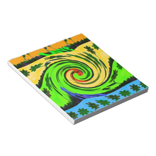 美しい驚くべき波状の夏の波のフローラ色 ノートパッド (アングル)