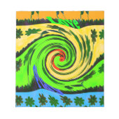 美しい驚くべき波状の夏の波のフローラ色 ノートパッド (正面)