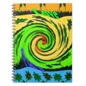 美しい驚くべき波状の夏の波のフローラ色 ノートブック (正面)