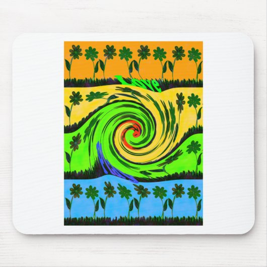 美しい驚くべき波状の夏の波のフローラ色 マウスパッド (正面)