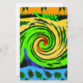 美しい驚くべき波状の夏の波のフローラ色 便箋 (正面/裏面)