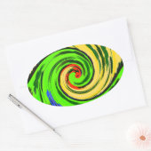 美しい驚くべき波状の夏の波のフローラ色 楕円形シール (封筒)