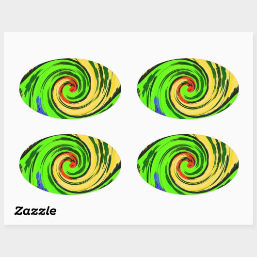 美しい驚くべき波状の夏の波のフローラ色 楕円形シール (シート)