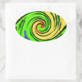 美しい驚くべき波状の夏の波のフローラ色 楕円形シール (バッグ)