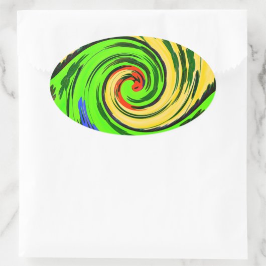 美しい驚くべき波状の夏の波のフローラ色 楕円形シール (バッグ)