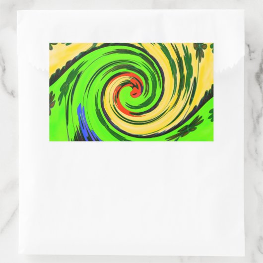 美しい驚くべき波状の夏の波のフローラ色 長方形シール (バッグ)