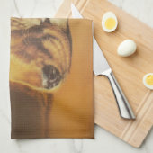 美しい驚くべき猫と犬の赤ちゃんアートプリント キッチンタオル (四つ折り)