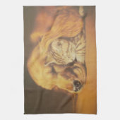 美しい驚くべき猫と犬の赤ちゃんアートプリント キッチンタオル (縦)