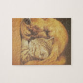 美しい驚くべき猫と犬の赤ちゃんアートプリント ジグソーパズル (横)