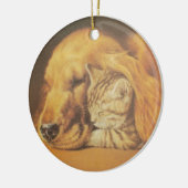 美しい驚くべき猫と犬の赤ちゃんアートプリント セラミックオーナメント (左)