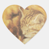 美しい驚くべき猫と犬の赤ちゃんアートプリント ハートシール (正面)