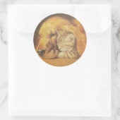 美しい驚くべき猫と犬の赤ちゃんアートプリント ラウンドシール (バッグ)