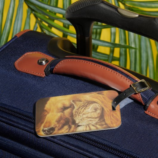 美しい驚くべき猫と犬の赤ちゃんアートプリント ラゲッジタグ (正面インサイチュ3)