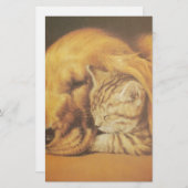 美しい驚くべき猫と犬の赤ちゃんアートプリント 便箋 (正面/裏面)