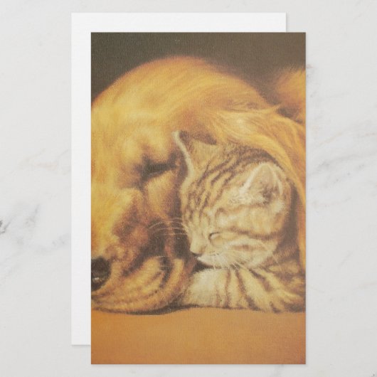 美しい驚くべき猫と犬の赤ちゃんアートプリント 便箋 (正面/裏面)