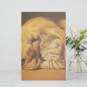 美しい驚くべき猫と犬の赤ちゃんアートプリント 便箋 (スタンド正面)