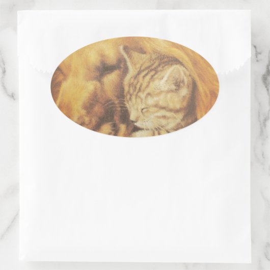美しい驚くべき猫と犬の赤ちゃんアートプリント 楕円形シール (バッグ)