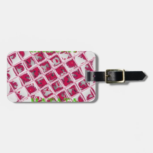 美しい驚くべき赤スタイリッシュ鏡イメージアート ラゲッジタグ (正面横)