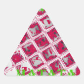 美しい驚くべき赤スタイリッシュ鏡イメージアート 三角形シール (正面)