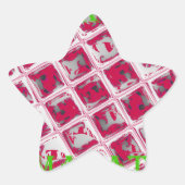 美しい驚くべき赤スタイリッシュ鏡イメージアート 星シール (正面)