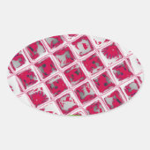 美しい驚くべき赤スタイリッシュ鏡イメージアート 楕円形シール (正面)