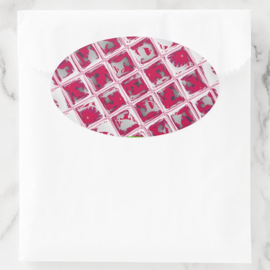 美しい驚くべき赤スタイリッシュ鏡イメージアート 楕円形シール (バッグ)