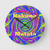 美しい驚カラフルくべき渦ベクトル幾何学 ラウンド壁時計 (正面)