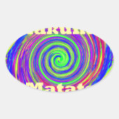 美しい驚カラフルくべき渦ベクトル幾何学 楕円形シール (正面)