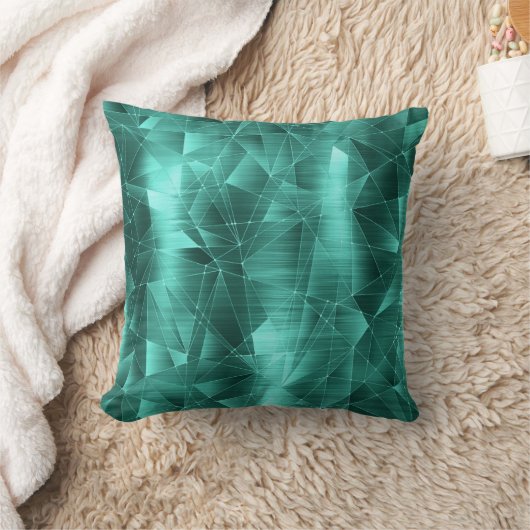 美しい高級ティール(緑がかった色)幾何学模様の枕 クッション (ブランケット)