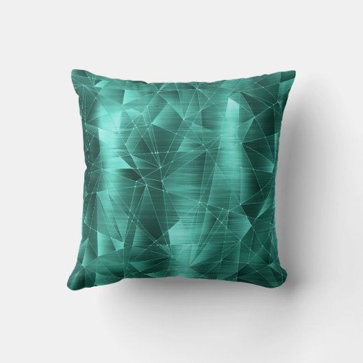 美しい高級ティール(緑がかった色)幾何学模様の枕 クッション (裏面)
